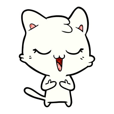 vektör çizim karikatür mutlu kedi