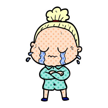 çizgi film ağlayan yaşlı kadın