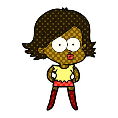 surat asmayı çizgi film kız vektör çizim