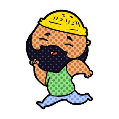 Çizgi film mutlu sakallı adam