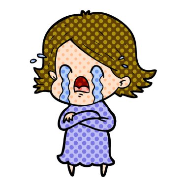 vektör çizim karikatür kadının ağladığını