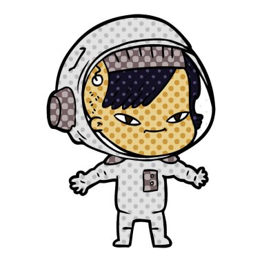 vektör çizim karikatür astronot kadın