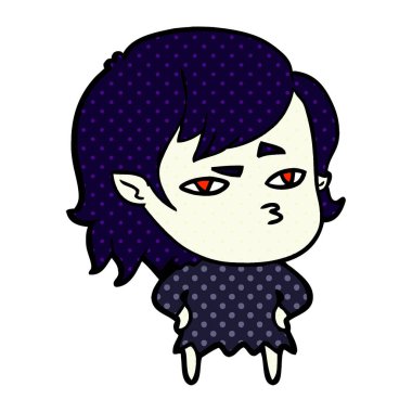 Çizgi filmdeki vampir kızın vektör çizimi