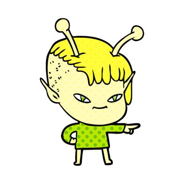 sevimli çizgi uzaylı kız