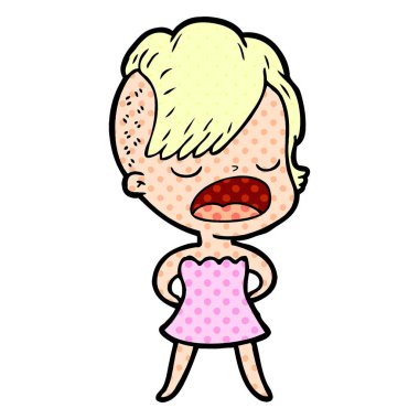 konuşuyor karikatür serin hippi kız