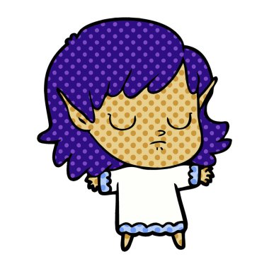 vektör çizim karikatür elf kızı