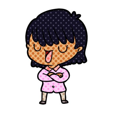 Çizgi filmdeki kadının vektör çizimi