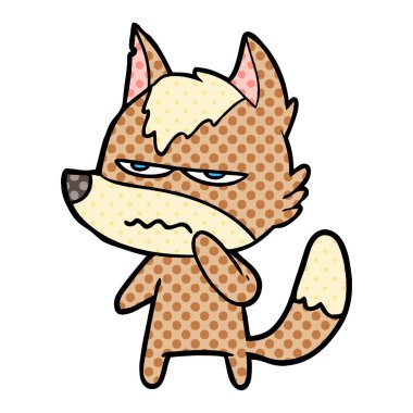 vektör çizim karikatür rahatsız kurt