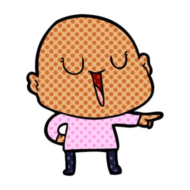 mutlu karikatür kel adam