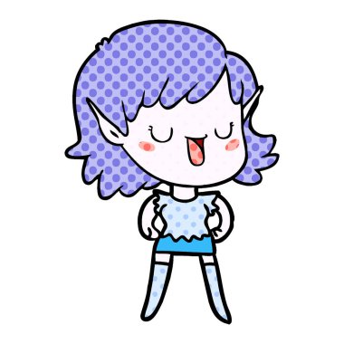 vektör çizim karikatür elf kızı