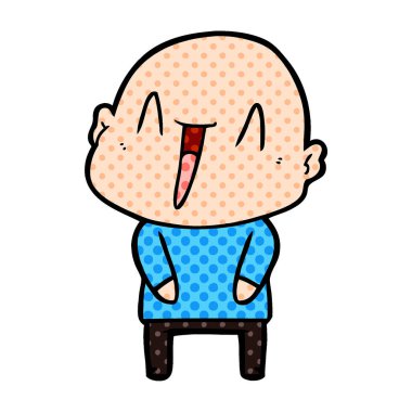 mutlu karikatür kel adam