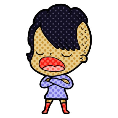 konuşuyor karikatür serin hippi kız