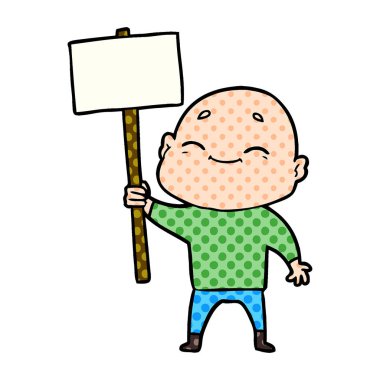 vektör çizim karikatür kel adam