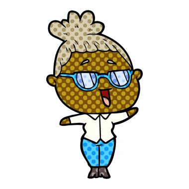 vektör çizim karikatür mutlu kadın