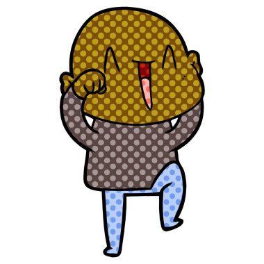 mutlu karikatür kel adam