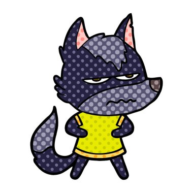 vektör çizim karikatür rahatsız kurt