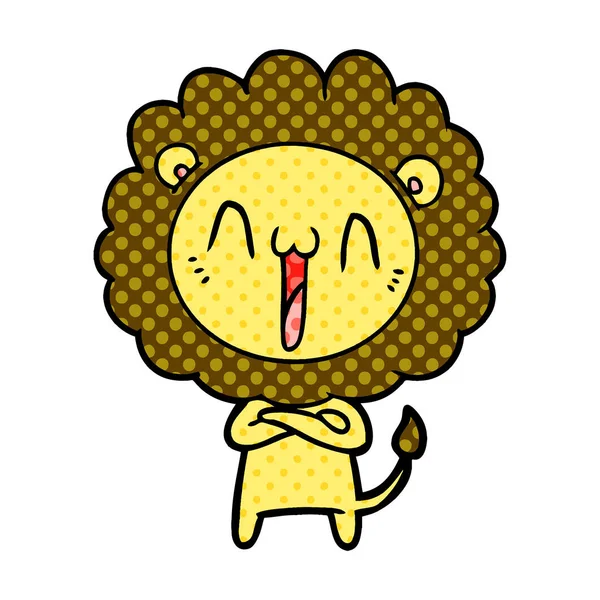 Illustration Vectorielle Lion Dessin Animé Heureux — Image vectorielle