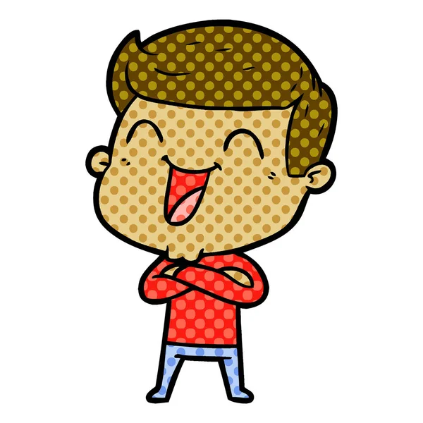 Vector Ilustración Dibujos Animados Hombre Riendo — Vector de stock