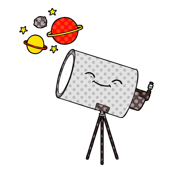 Yüz Teleskopla Çizgi Film — Stok Vektör
