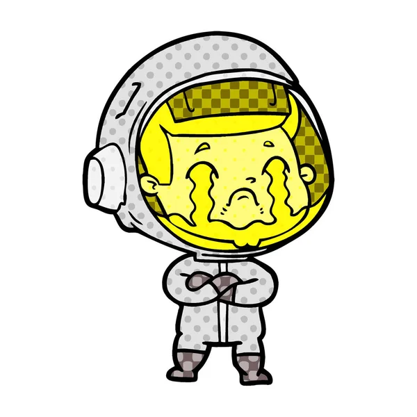Εικονογράφηση Διάνυσμα Καρτούν Κλάμα Αστροναύτη — Διανυσματικό Αρχείο