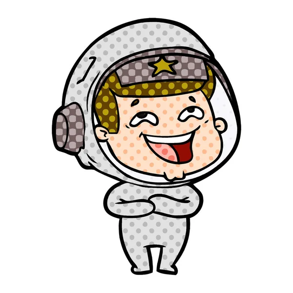 Illustrazione Vettoriale Cartone Animato Ridere Astronauta — Vettoriale Stock