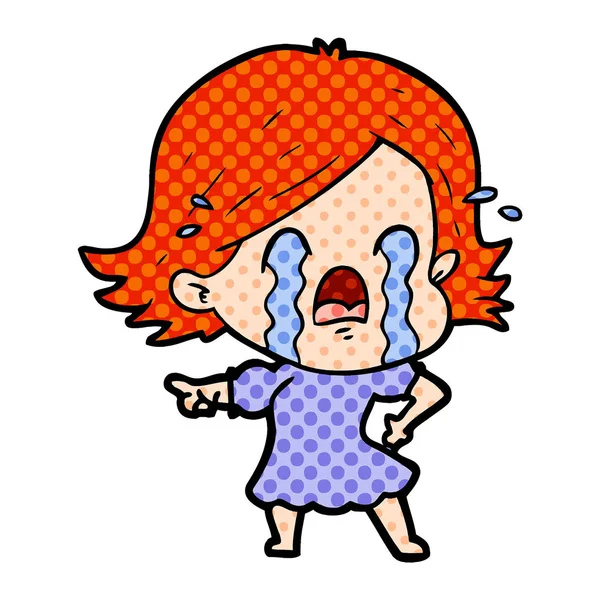 Εικονογράφηση Διάνυσμα Καρτούν Γυναίκα Που Κλαίει — Διανυσματικό Αρχείο