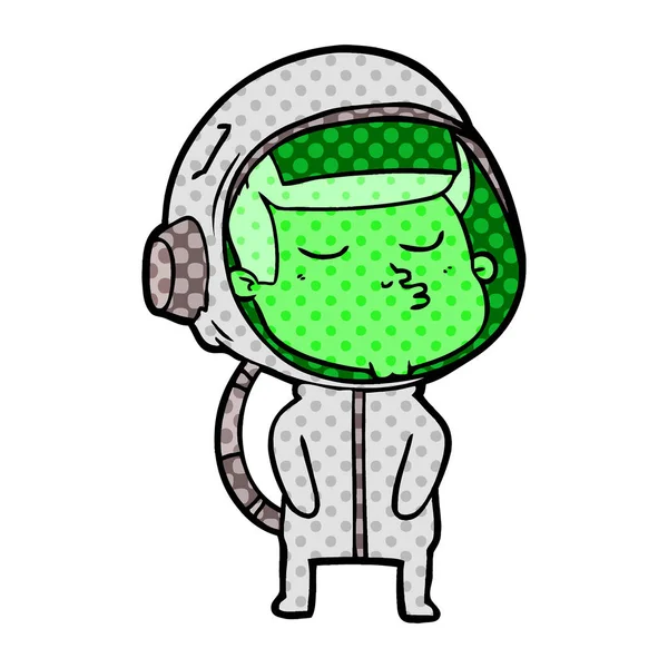 Illustration Vectorielle Dessin Animé Astronaute Confiant — Image vectorielle