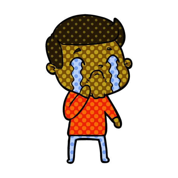 Vector Ilustración Dibujos Animados Hombre Llorando — Vector de stock