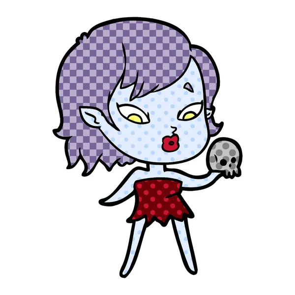 Linda Chica Vampiro Dibujos Animados — Vector de stock