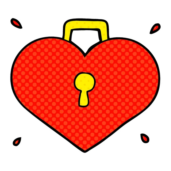 Cartoon Love Heart Lock — Stock Vector