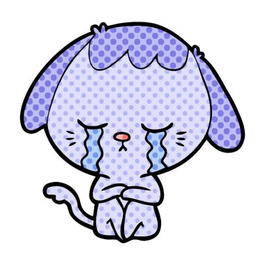 vektör çizim karikatür ağlayan köpek