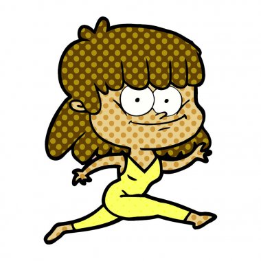 vektör çizim karikatür kız gülümseyerek