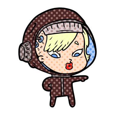vektör çizim karikatür astronot kadın