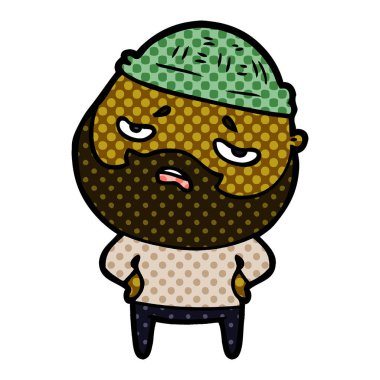 Sakallı endişeli adam çizgi film