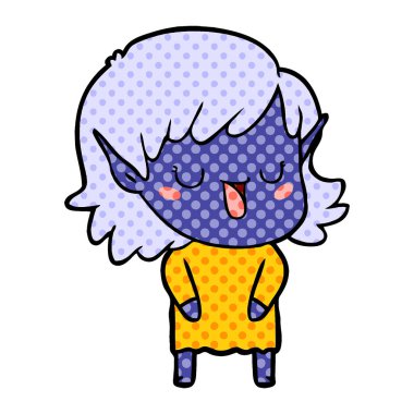 vektör çizim karikatür elf kızı