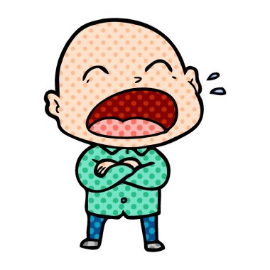 karikatür bağırarak kel adam