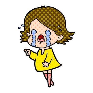 vektör çizim karikatür kadının ağladığını