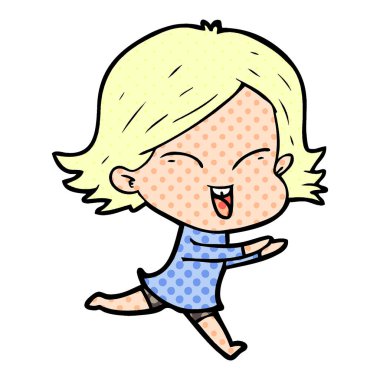 mutlu çizgi film kız vektör çizim