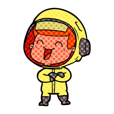 mutlu karikatür astronot vektör çizim