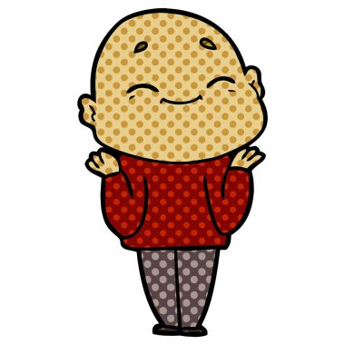 mutlu karikatür kel adam