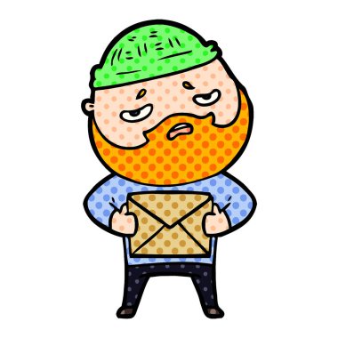 Sakallı endişeli adam çizgi film