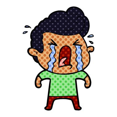 adam ağlıyor çizgi film vektör çizim