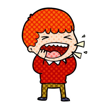 adam gülüyor karikatür vektör çizim