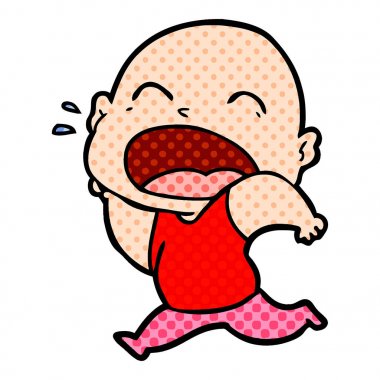 karikatür bağırarak kel adam