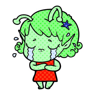 ağlayan uzaylı kız çizgi film