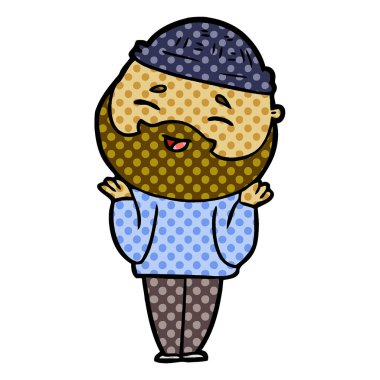 Çizgi film mutlu sakallı adam