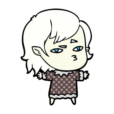 Çizgi filmdeki vampir kızın vektör çizimi