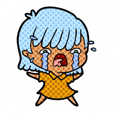 vektör çizim karikatür kız ağlıyor