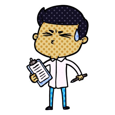  vektör çizim karikatür adam terleme