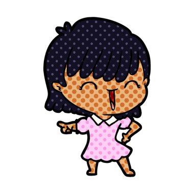 Çizgi filmdeki kadının vektör çizimi